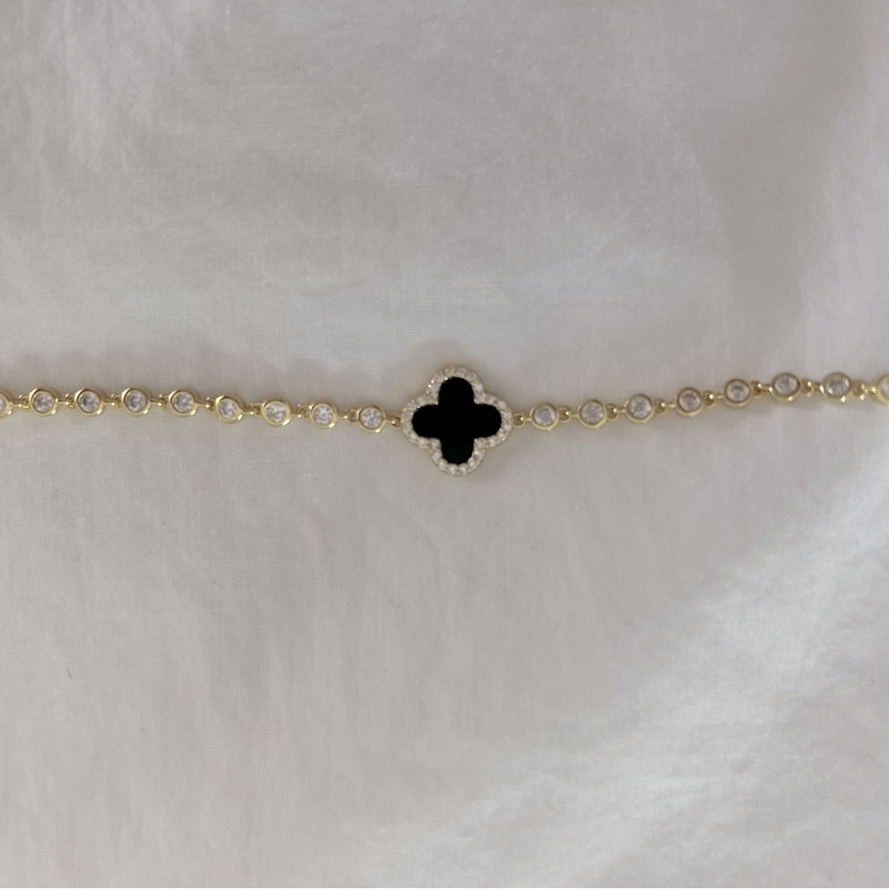 Gold and Black Clover Bracelet